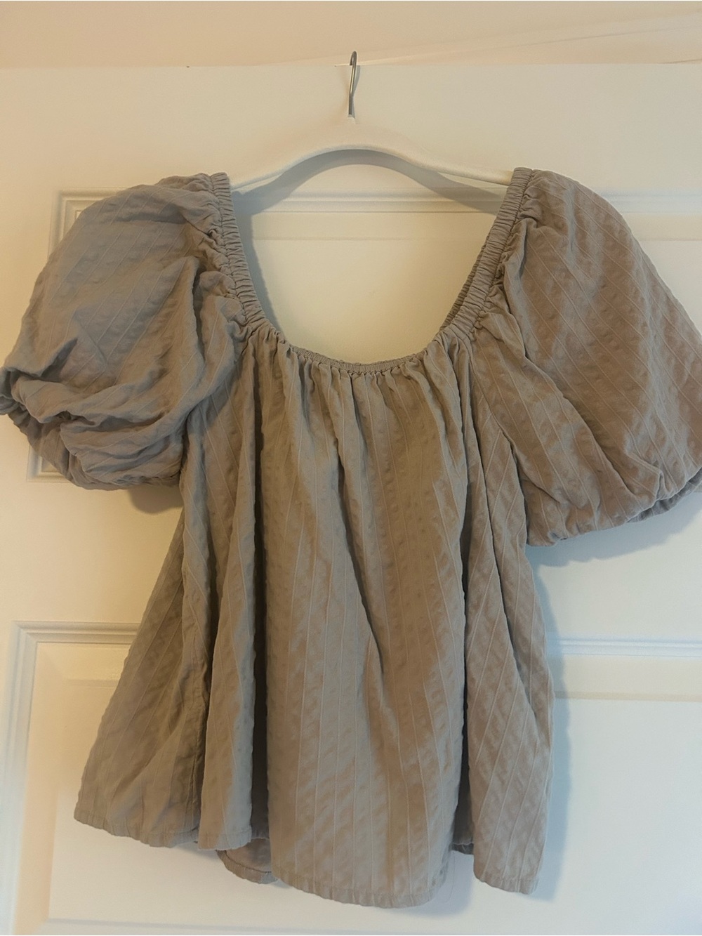 Aerie Puff Sleeve Top - Taupe